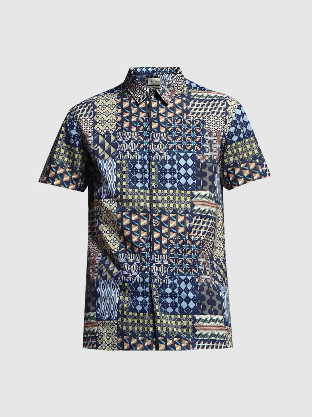 Dark Blue Abstract Print Shirt - Image 7