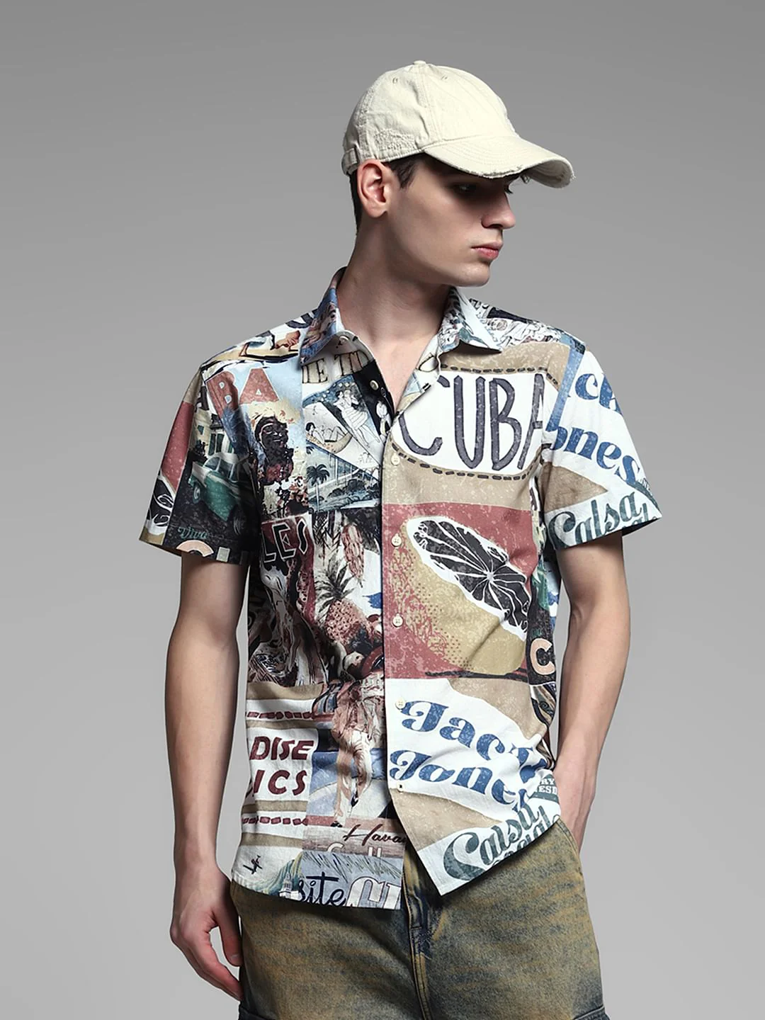 Multi-Colour Printed Cotton Shirt