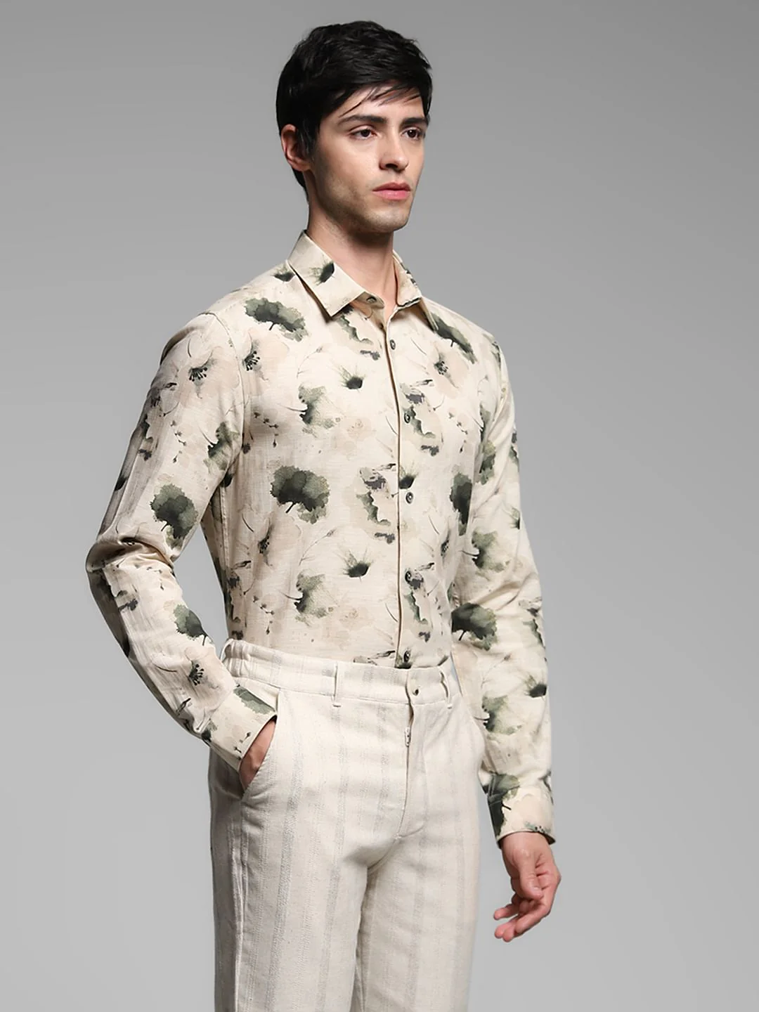 Green Floral Print Shirt - Image 3