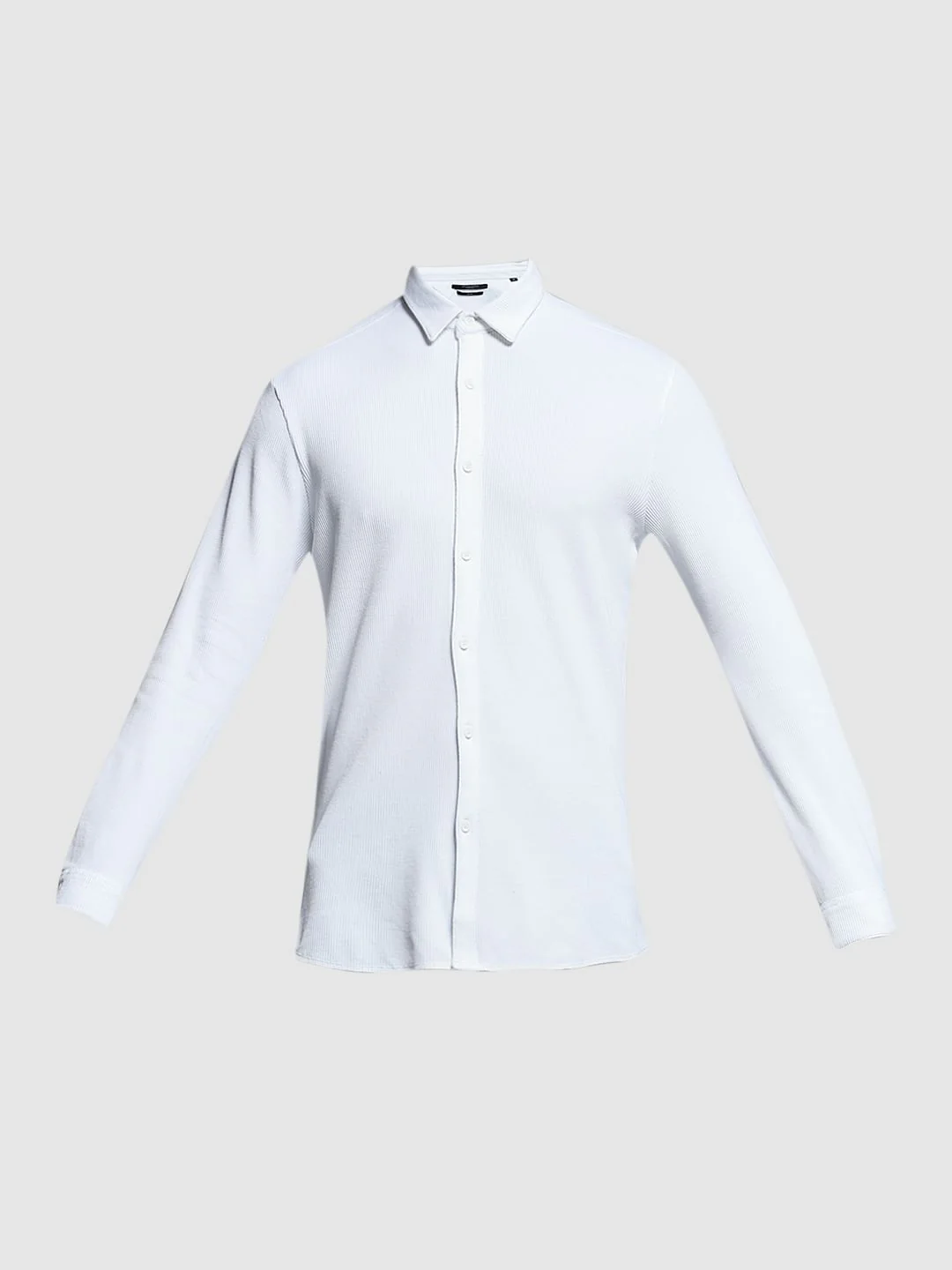 White Knitted Slim Fit Shirt - Image 7