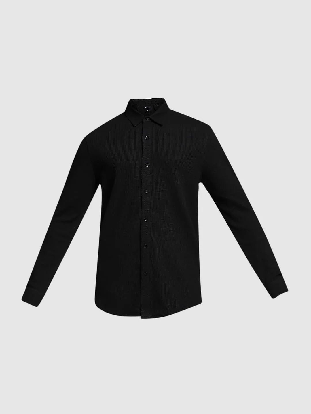 Black Knitted Full Sleeves Shirt - Image 7