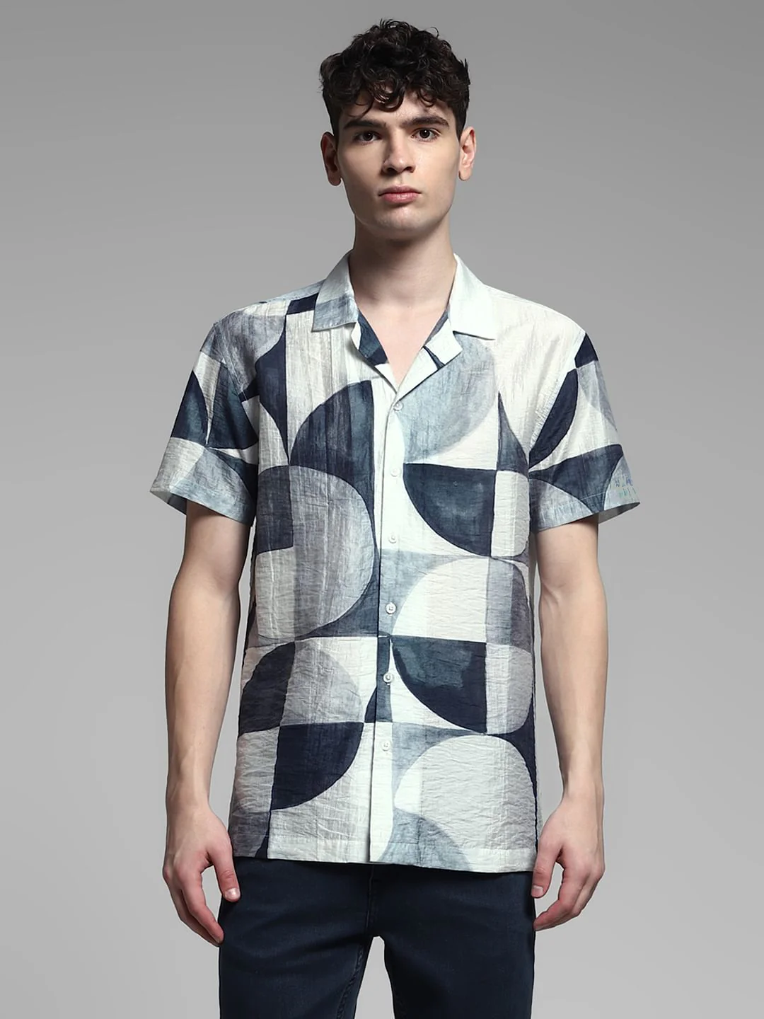 Grey Printed Viscose Blend Shirt - Image 2