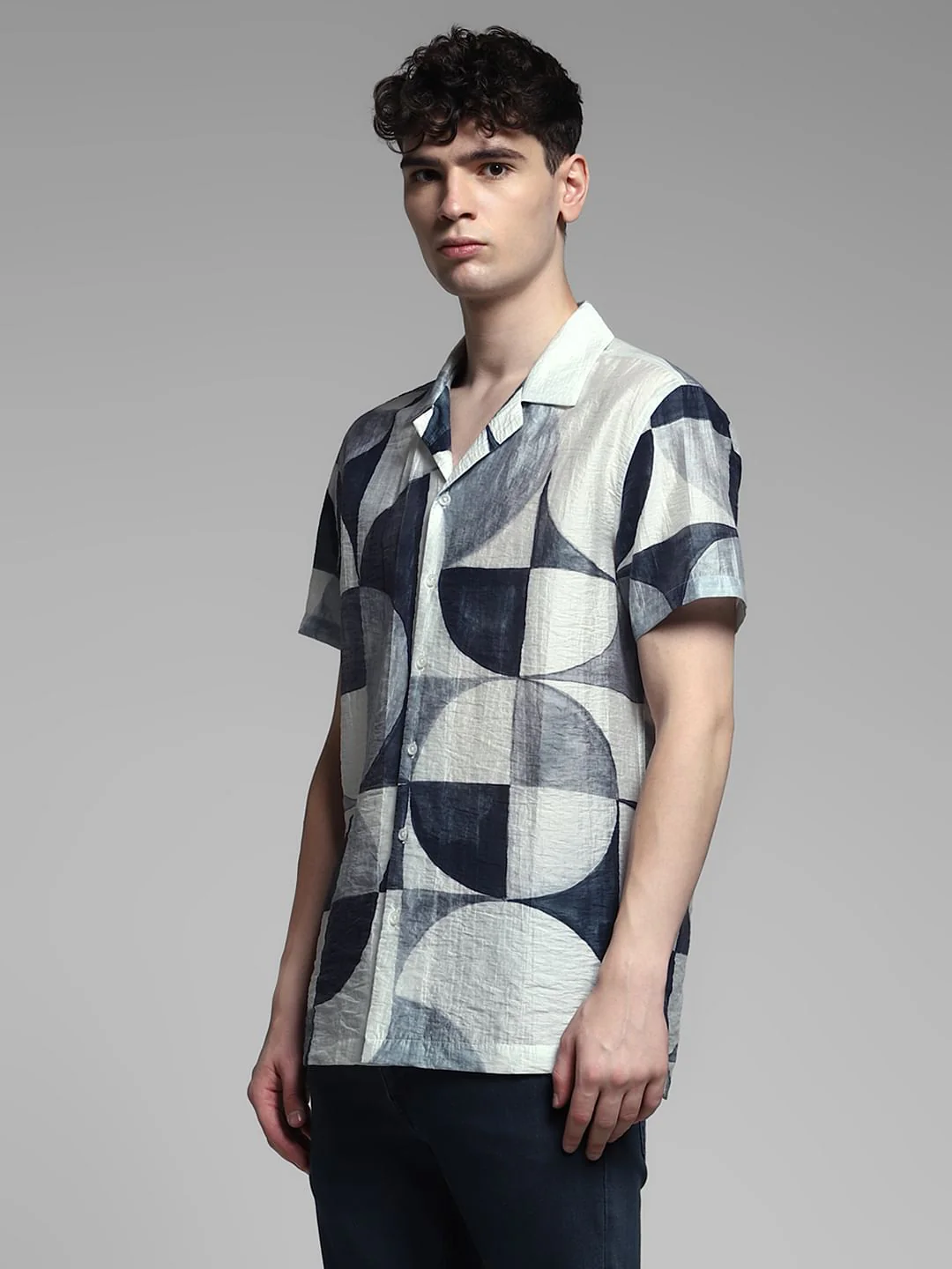 Grey Printed Viscose Blend Shirt - Image 3