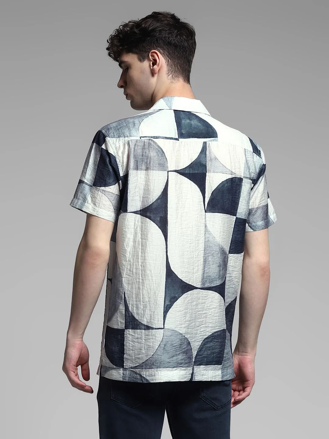 Grey Printed Viscose Blend Shirt - Image 4
