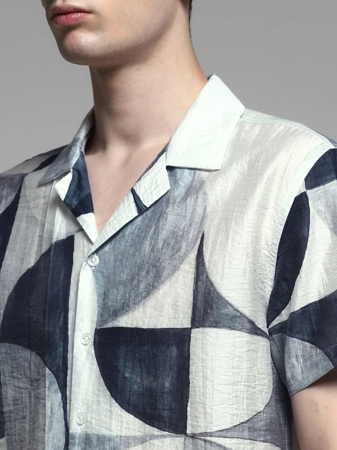 Grey Printed Viscose Blend Shirt - Image 5