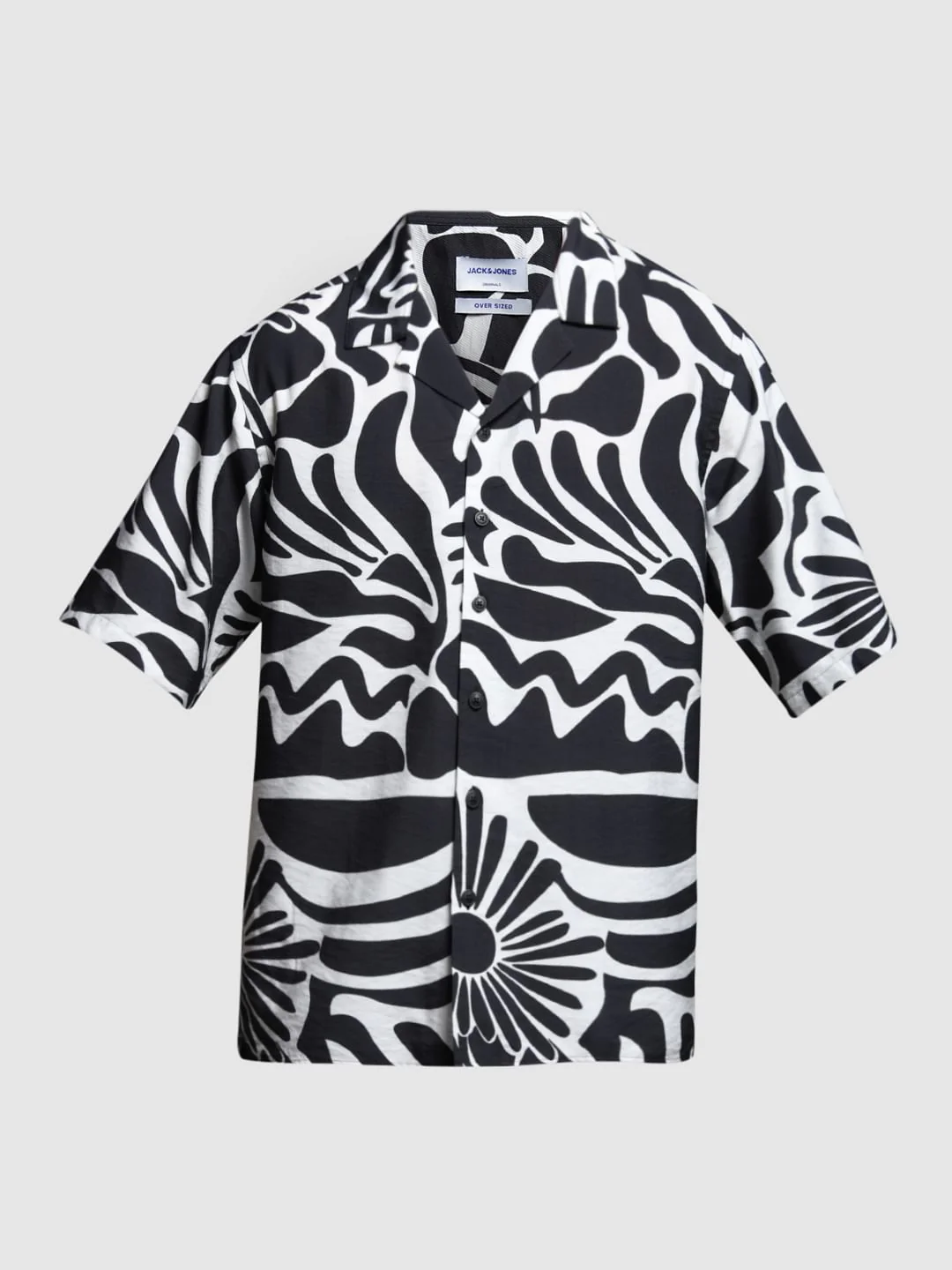 Black Abstract Print Oversized Shirt - Image 7