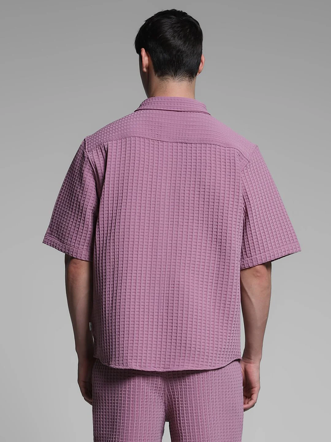 Purple Textured Co-ord Set Shirt - Image 4