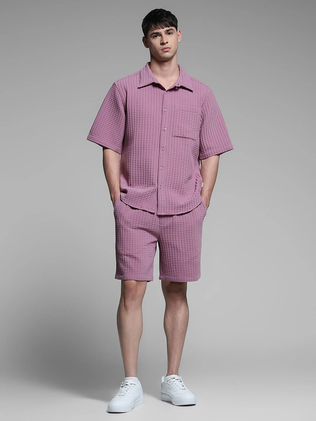 Purple Textured Co-ord Set Shirt - Image 6