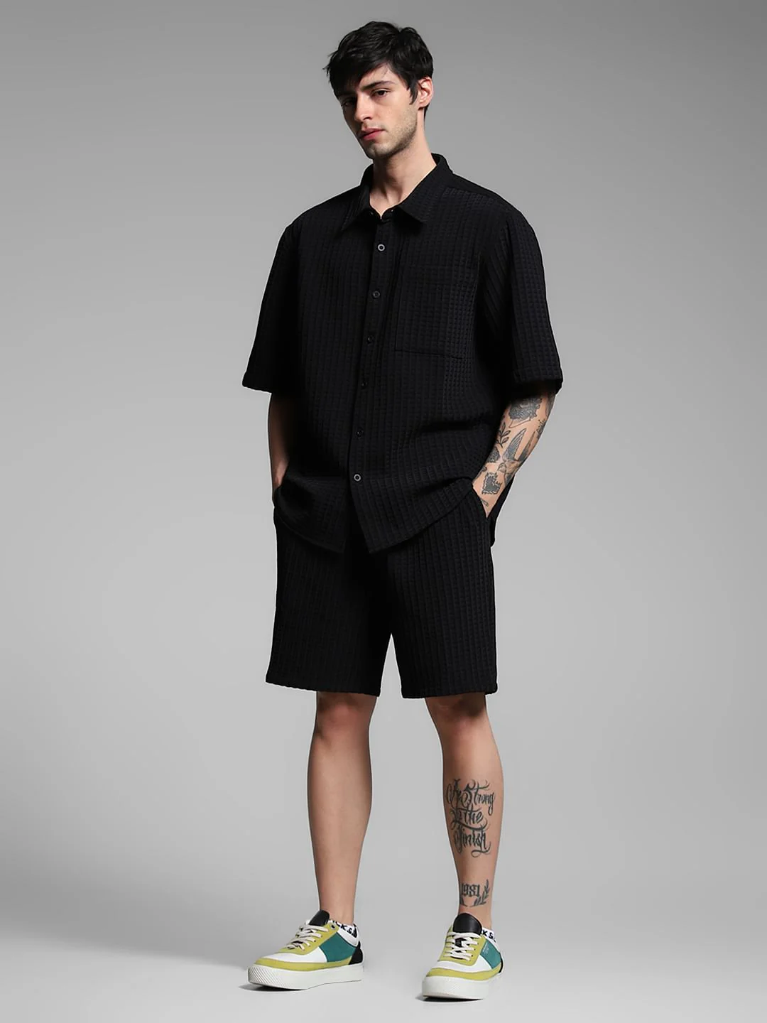 Black Jacquard Co-ord Set Shirt - Image 6