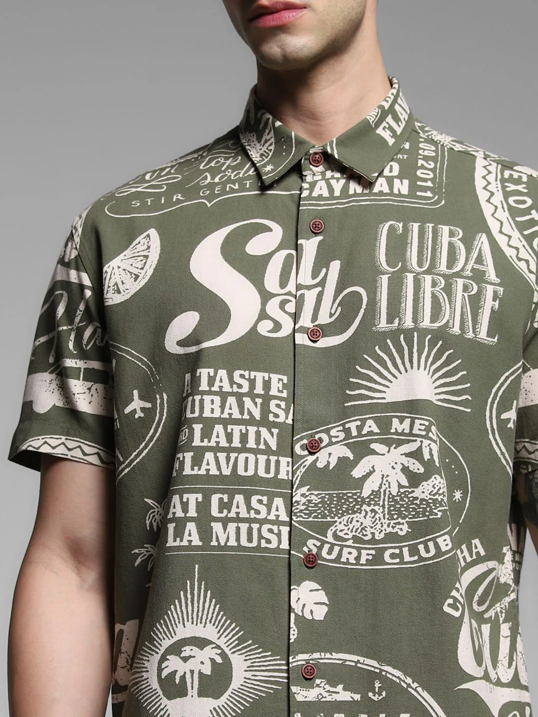 Green Printed Viscose Shirt - Image 5