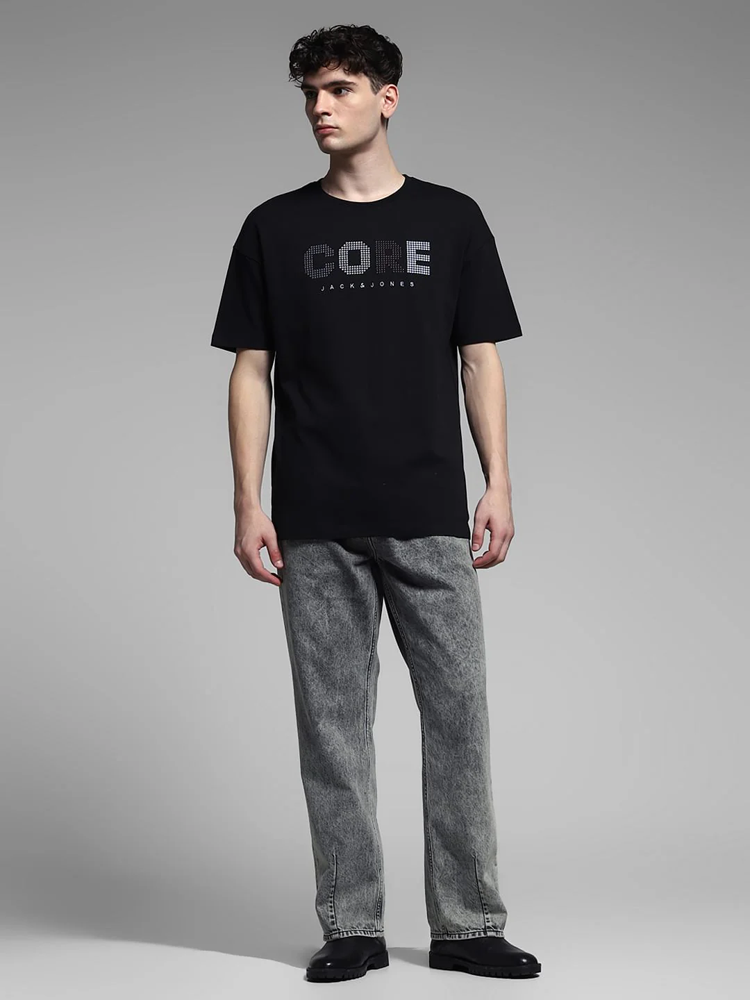 Black Embroidered Print Oversized T-shirt - Image 6