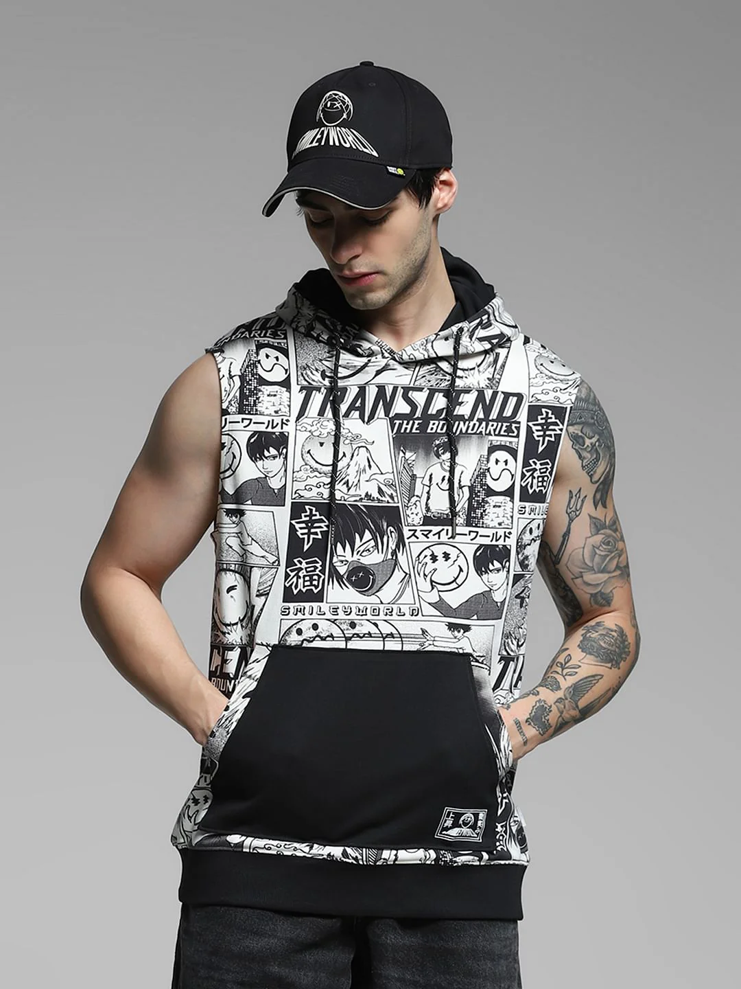 SmileyWorld White Printed Hooded Vest