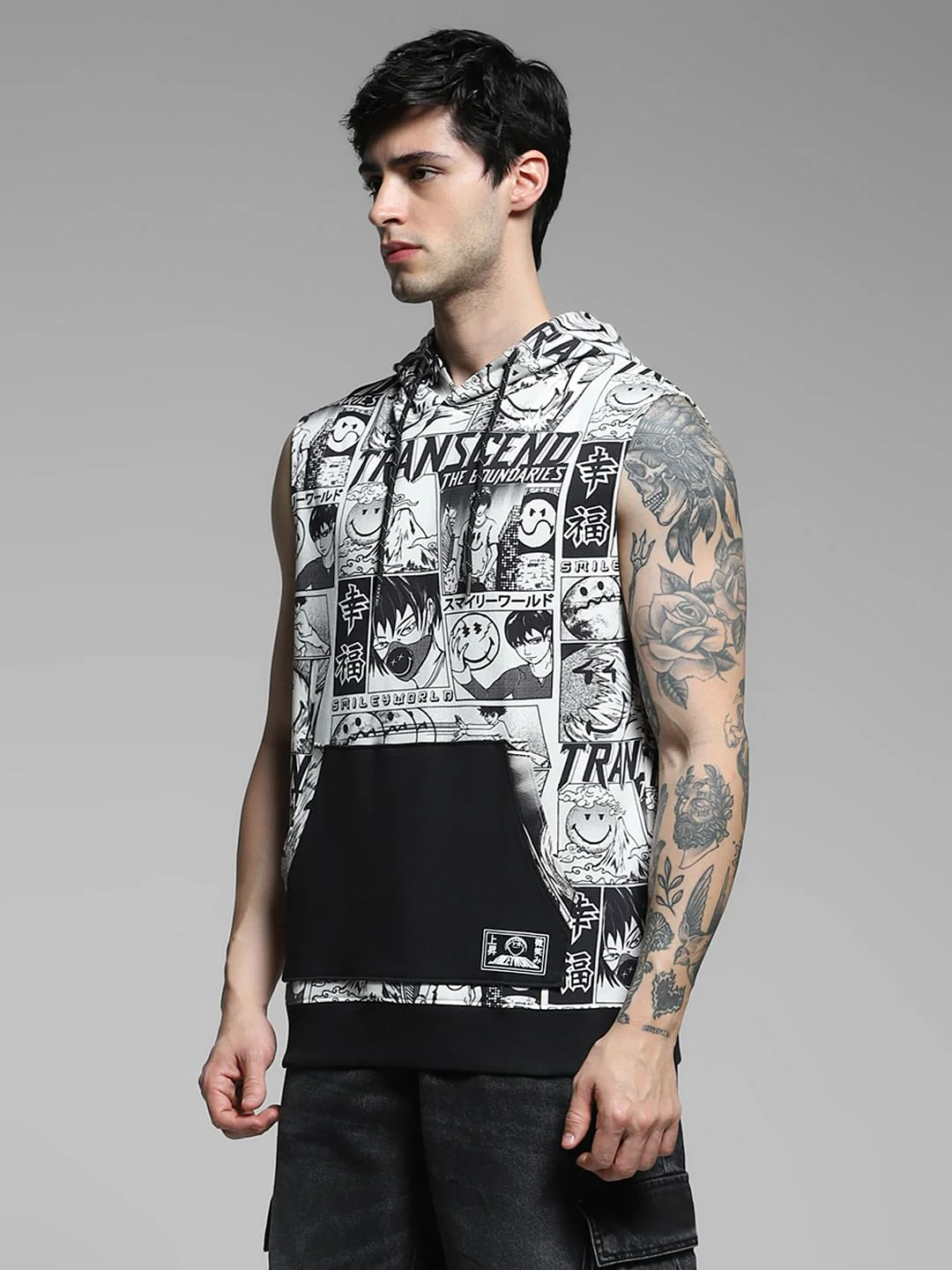 SmileyWorld White Printed Hooded Vest - Image 3