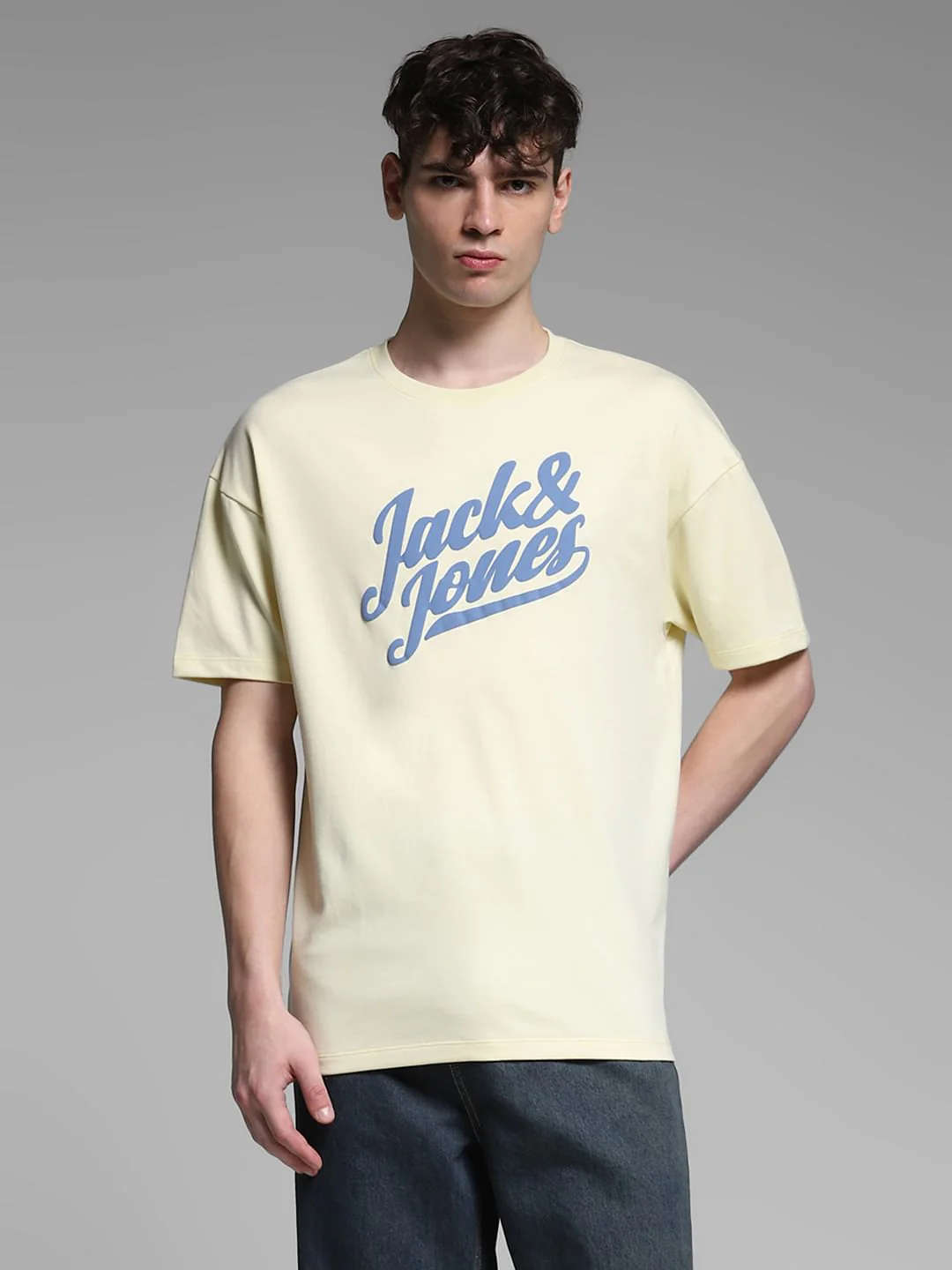 Yellow Logo Print Crew Neck T-shirt - Image 2