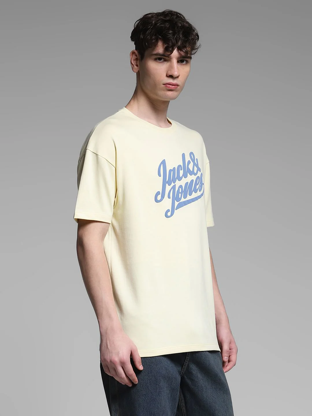 Yellow Logo Print Crew Neck T-shirt - Image 3