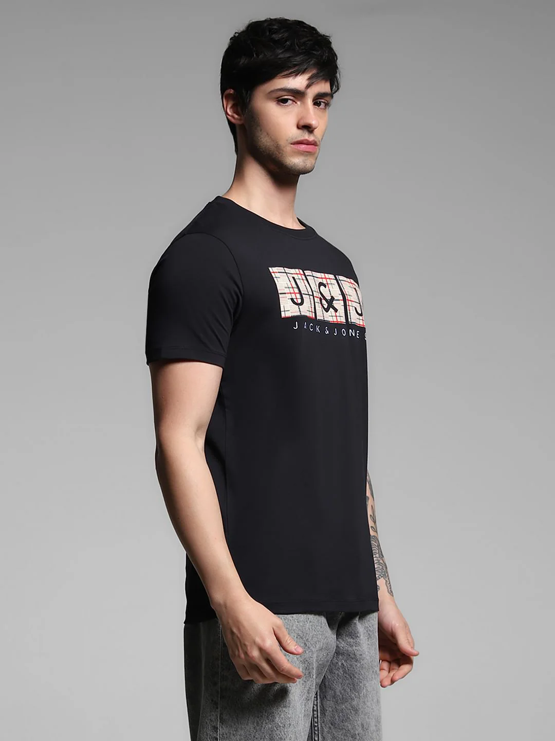 Black Logo Print Cotton T-shirt - Image 3
