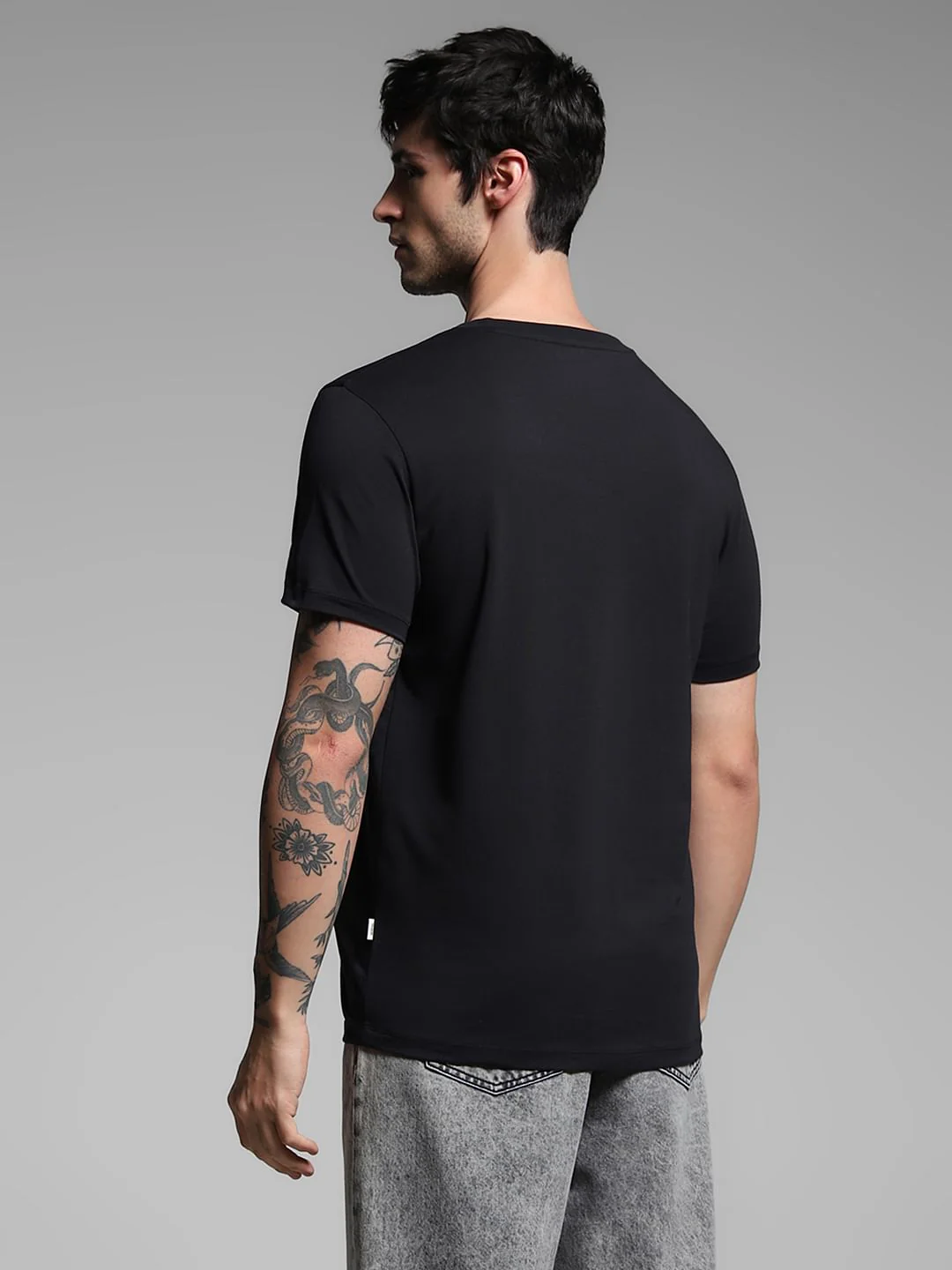Black Logo Print Cotton T-shirt - Image 4