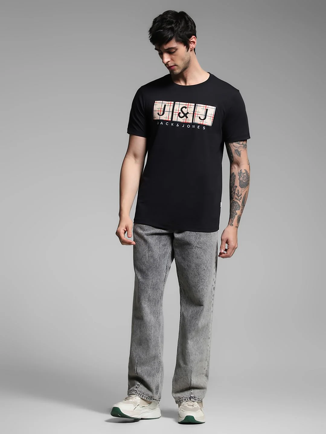 Black Logo Print Cotton T-shirt - Image 6