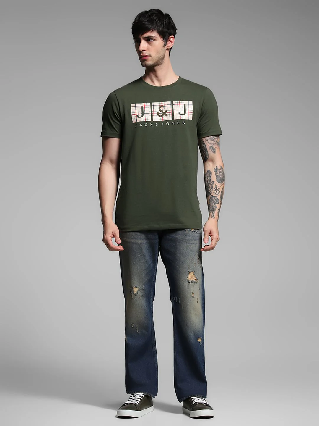 Olive Logo Print Cotton T-shirt - Image 6