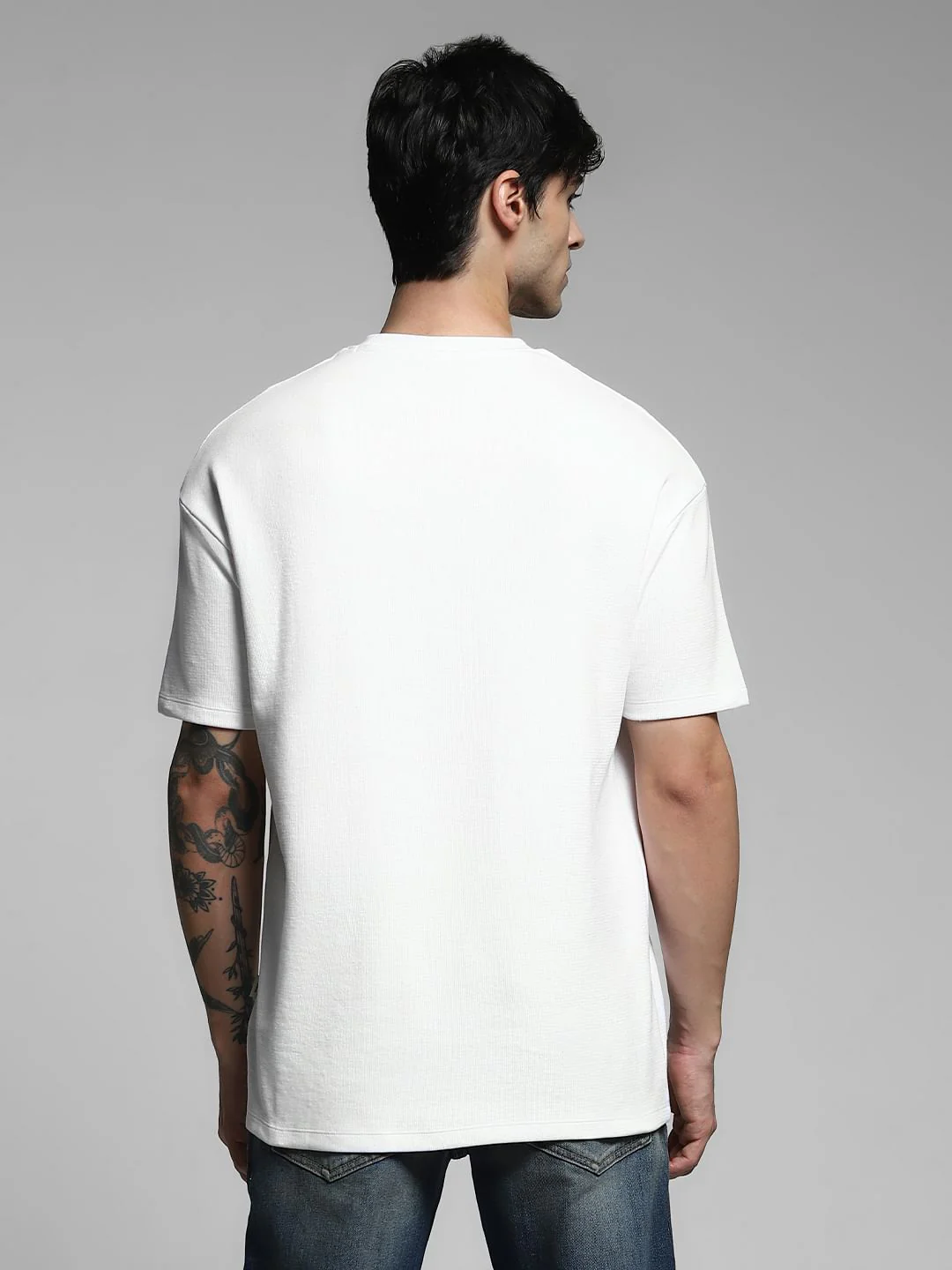 White Logo Print Crew Neck T-shirt - Image 4