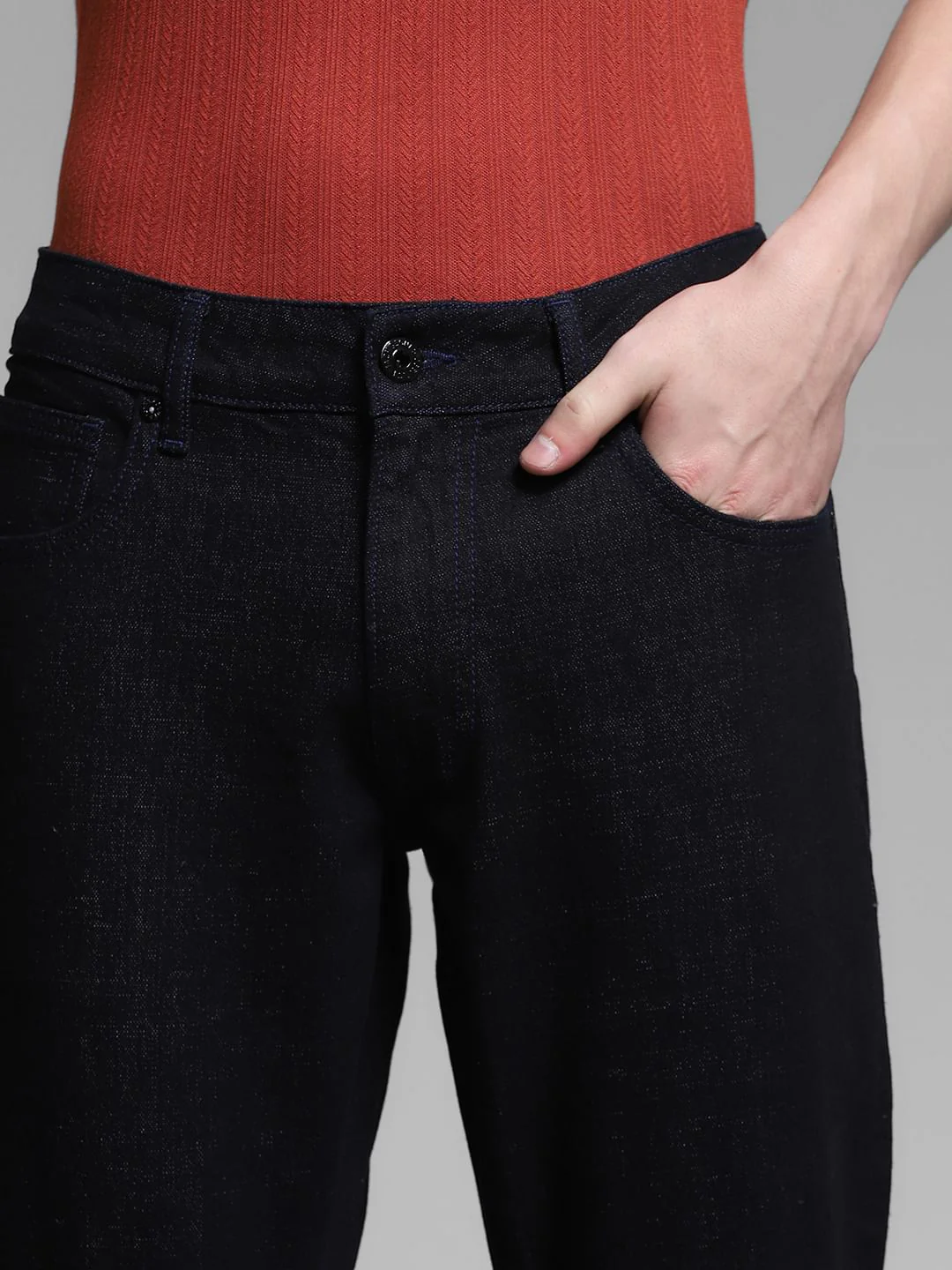 Dark Blue Mid Rise Clark Regular Fit Jeans - Image 4