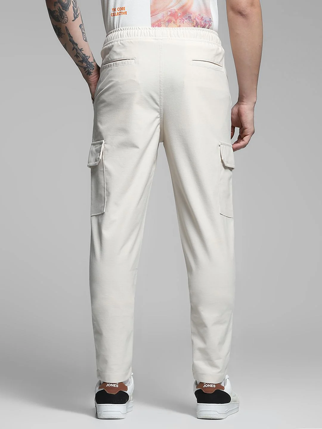 Beige Mid Rise Cargo Pants - Image 3