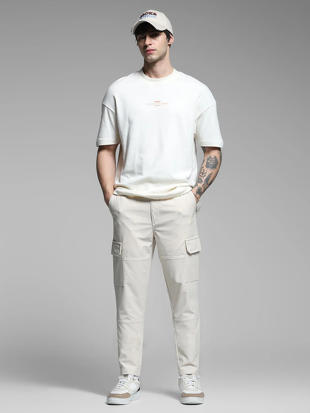 Beige Mid Rise Cargo Pants - Image 5