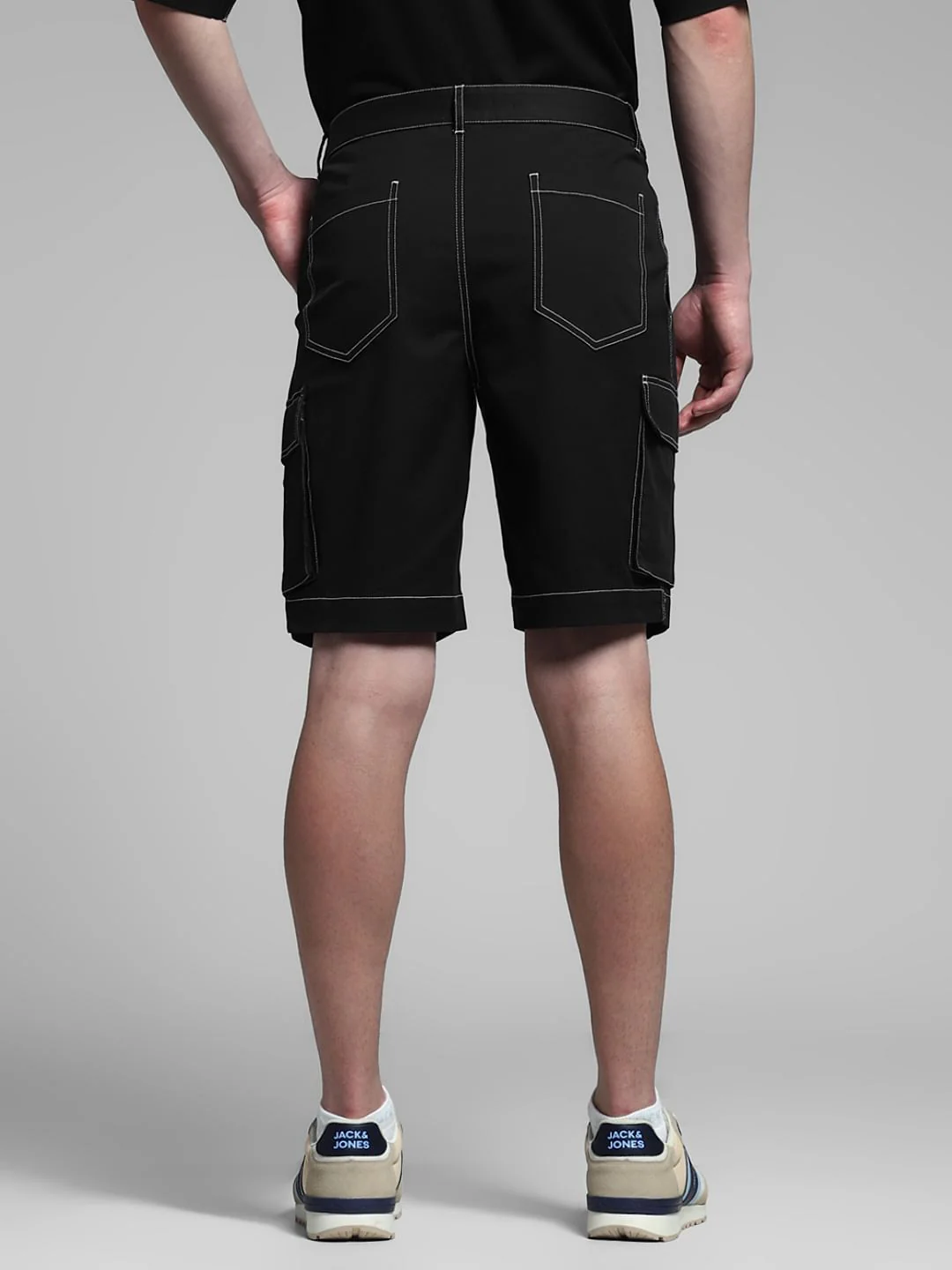 Black Contrast Stitch Co-ord Set Shorts - Image 3
