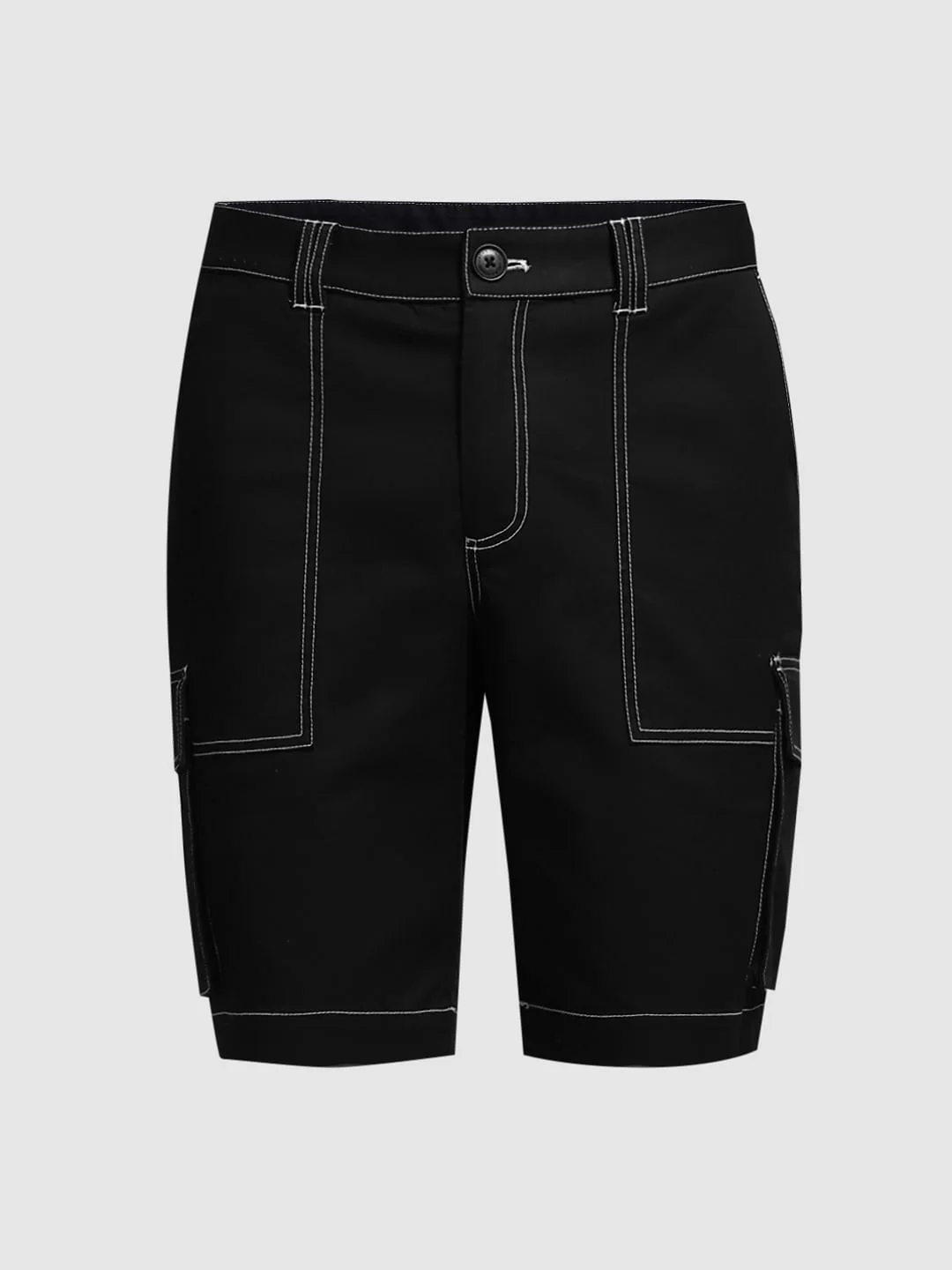 Black Contrast Stitch Co-ord Set Shorts - Image 7