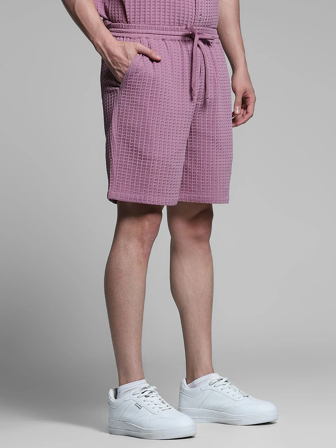 Purple Textured Co-ord Set Shorts - Image 2