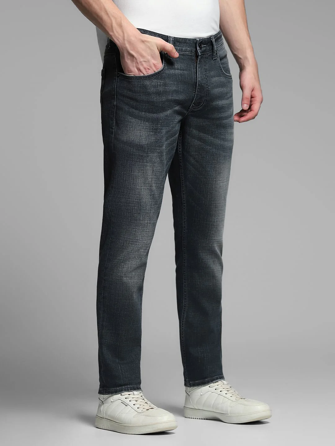 Dark Grey Brak Slim Fit Cropped Jeans - Image 2