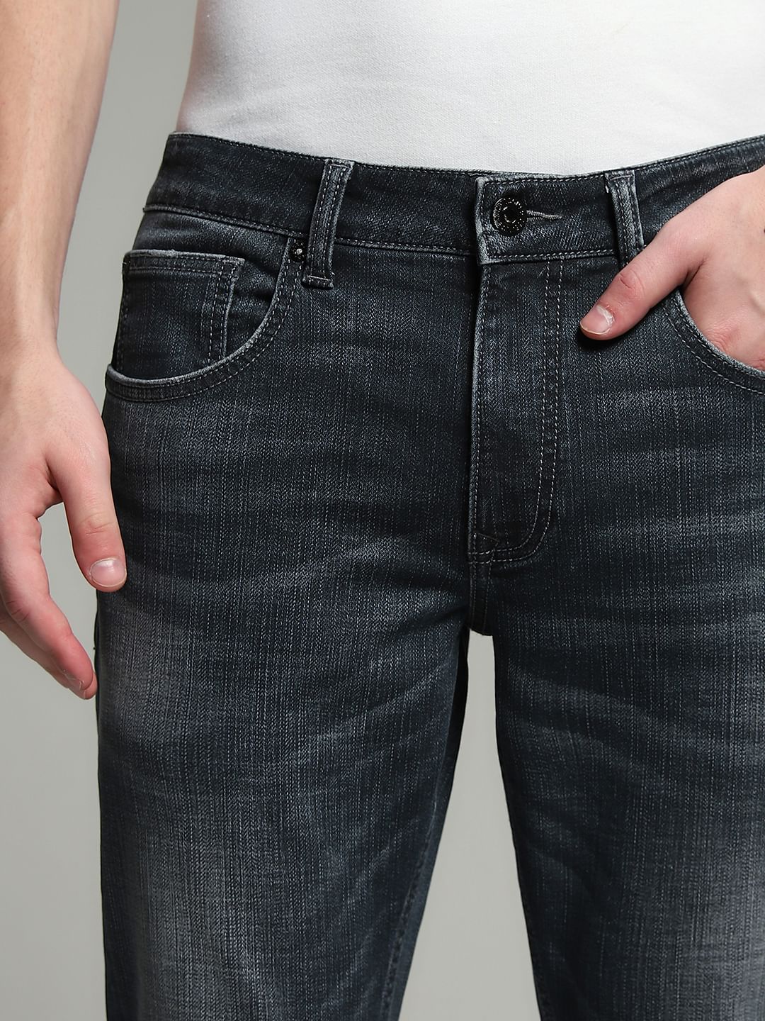 Dark Grey Brak Slim Fit Cropped Jeans - Image 4