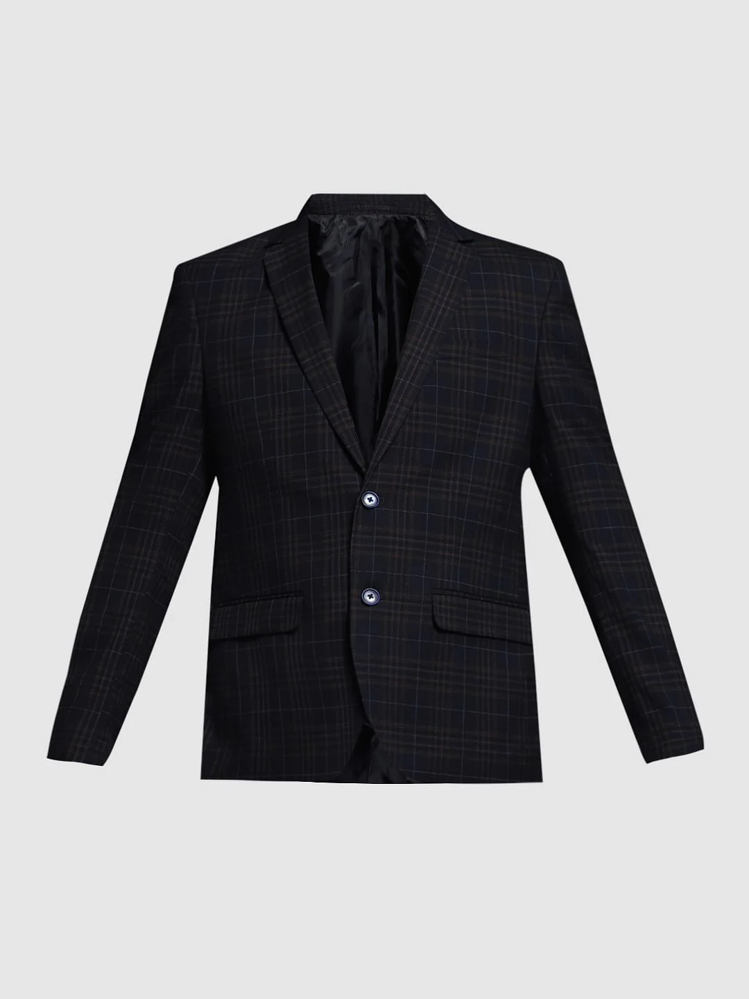 Navy Blue Check Formal Blazer - Image 7