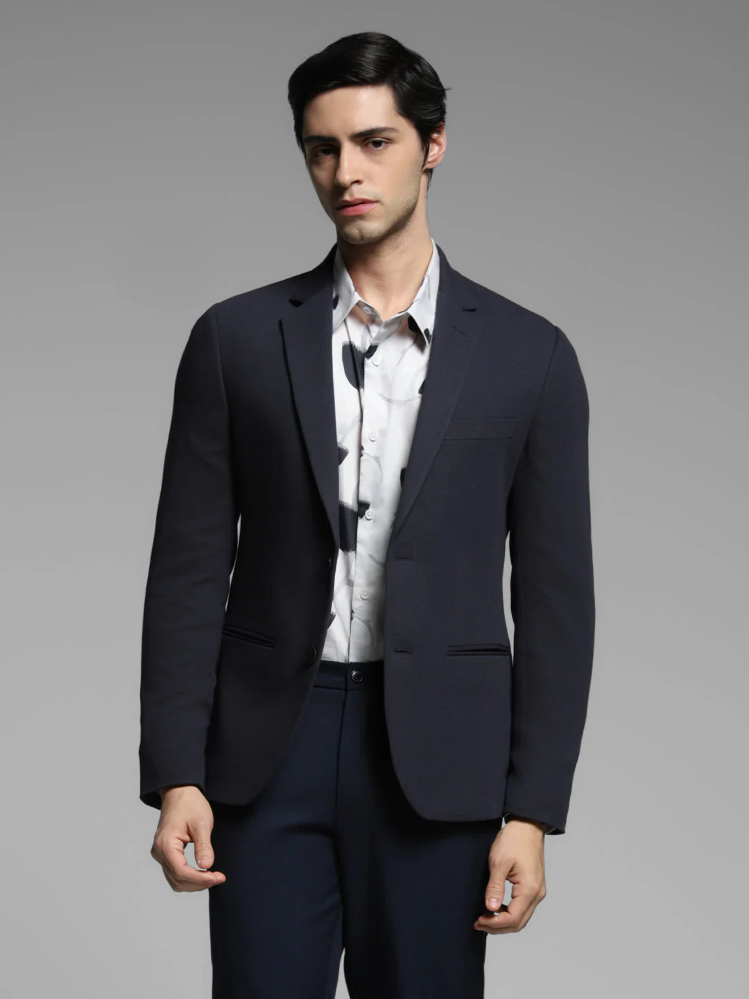 Navy Blue Tailored Slim Fit Blazer - Image 2
