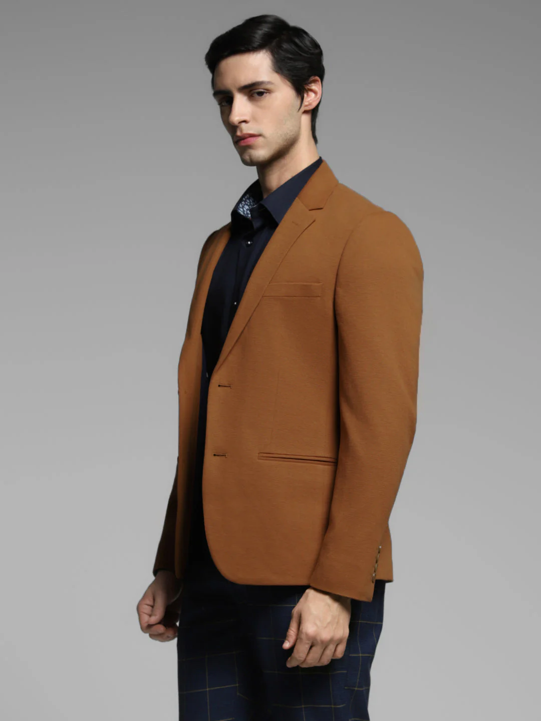 Dark Brown Tailored Slim Fit Blazer - Image 3