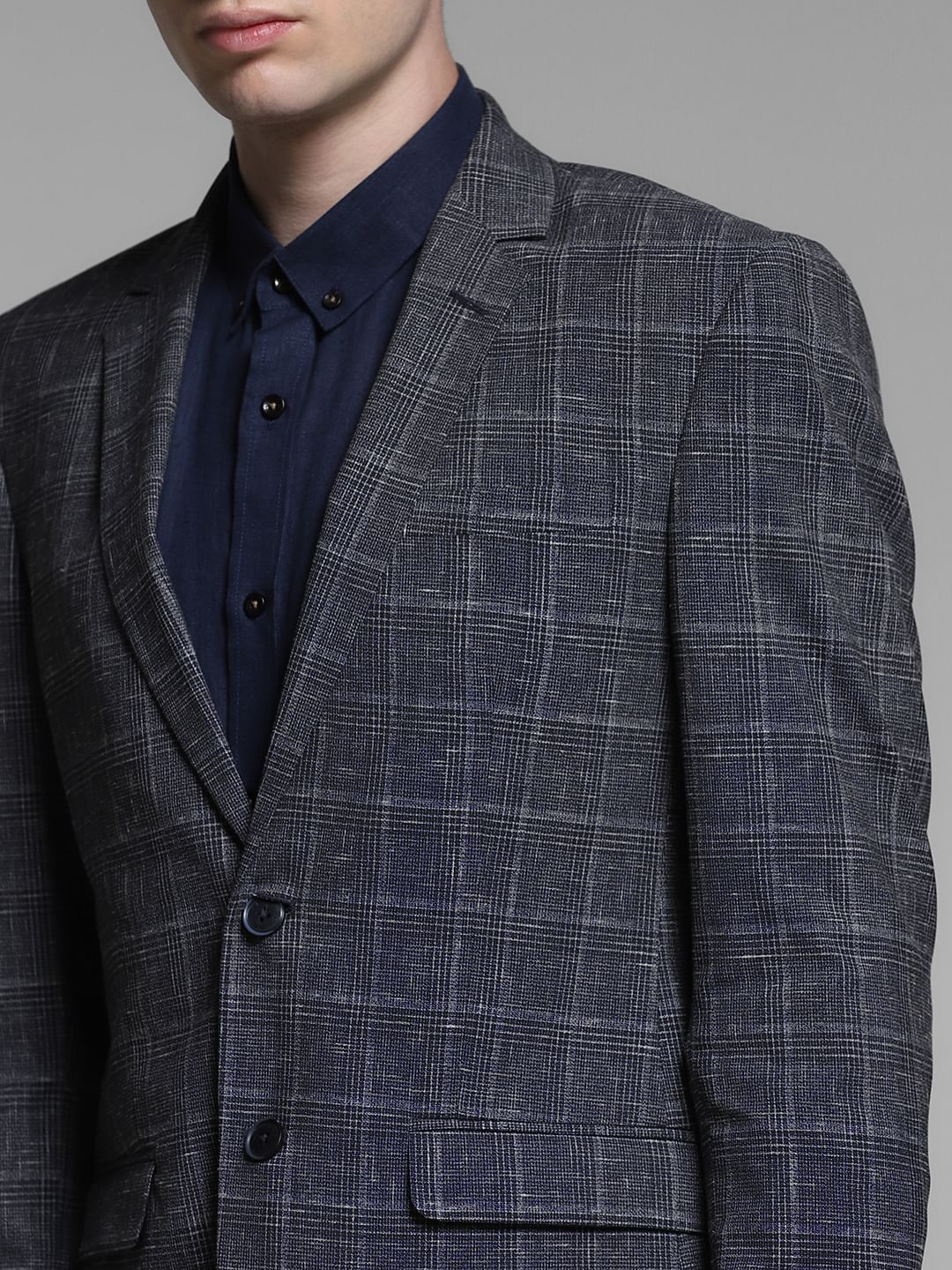 Black Check Print Formal Blazer - Image 2