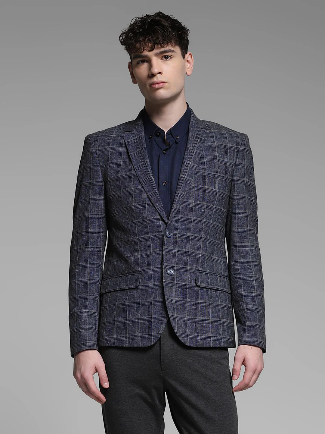 Black Check Print Formal Blazer - Image 3