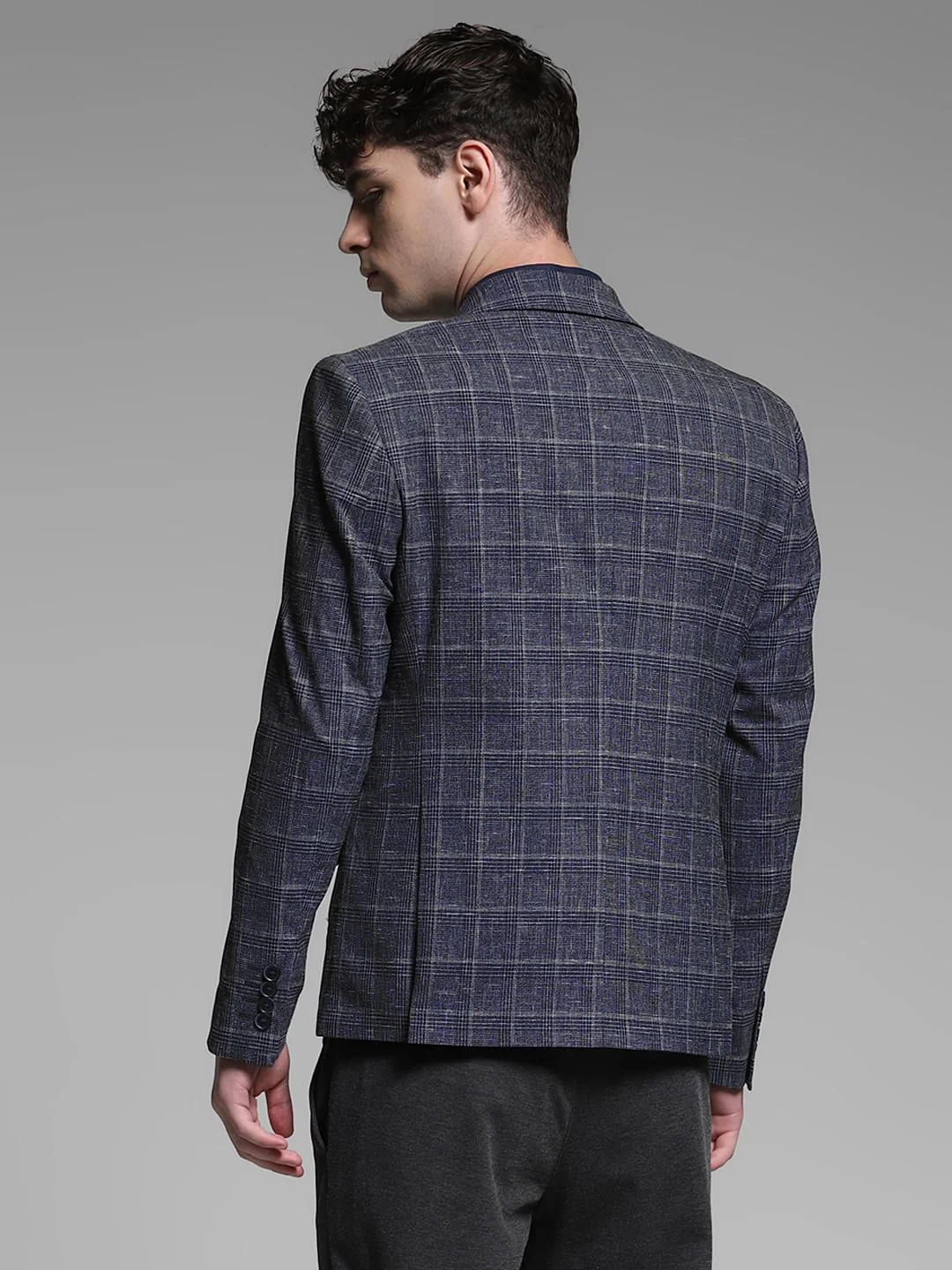 Black Check Print Formal Blazer - Image 5