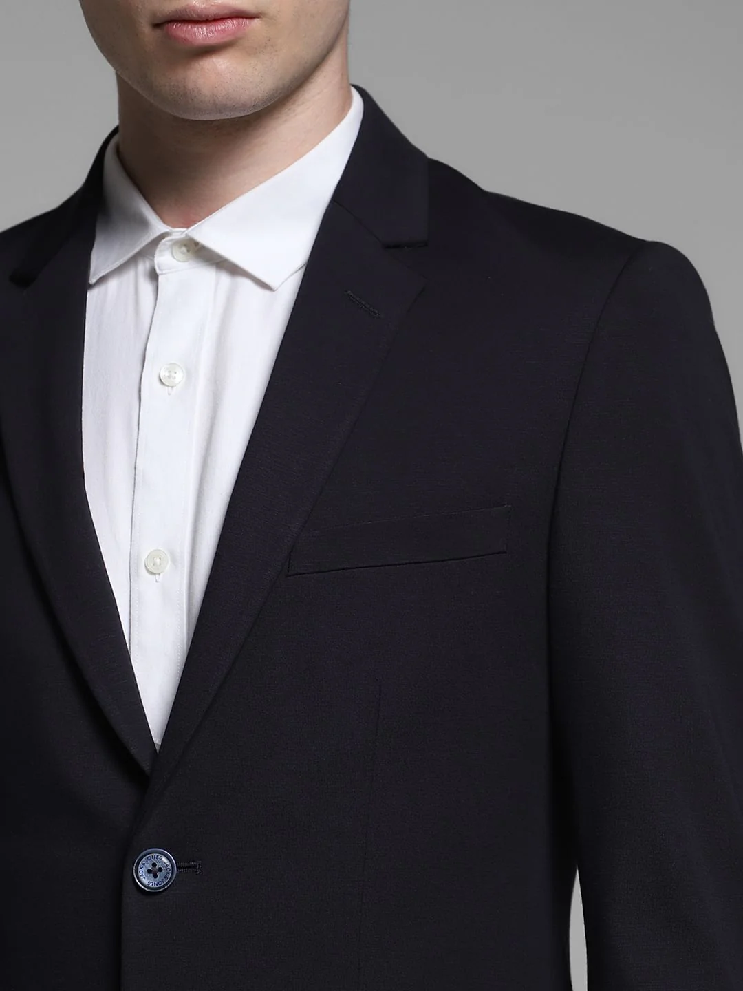 Navy Blue Stretch Formal Blazer - Image 5