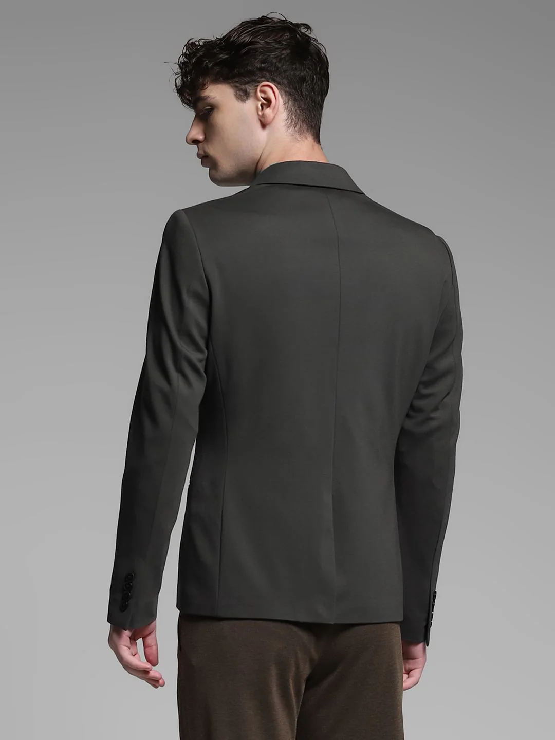 Dark Grey Stretch Formal Blazer - Image 4