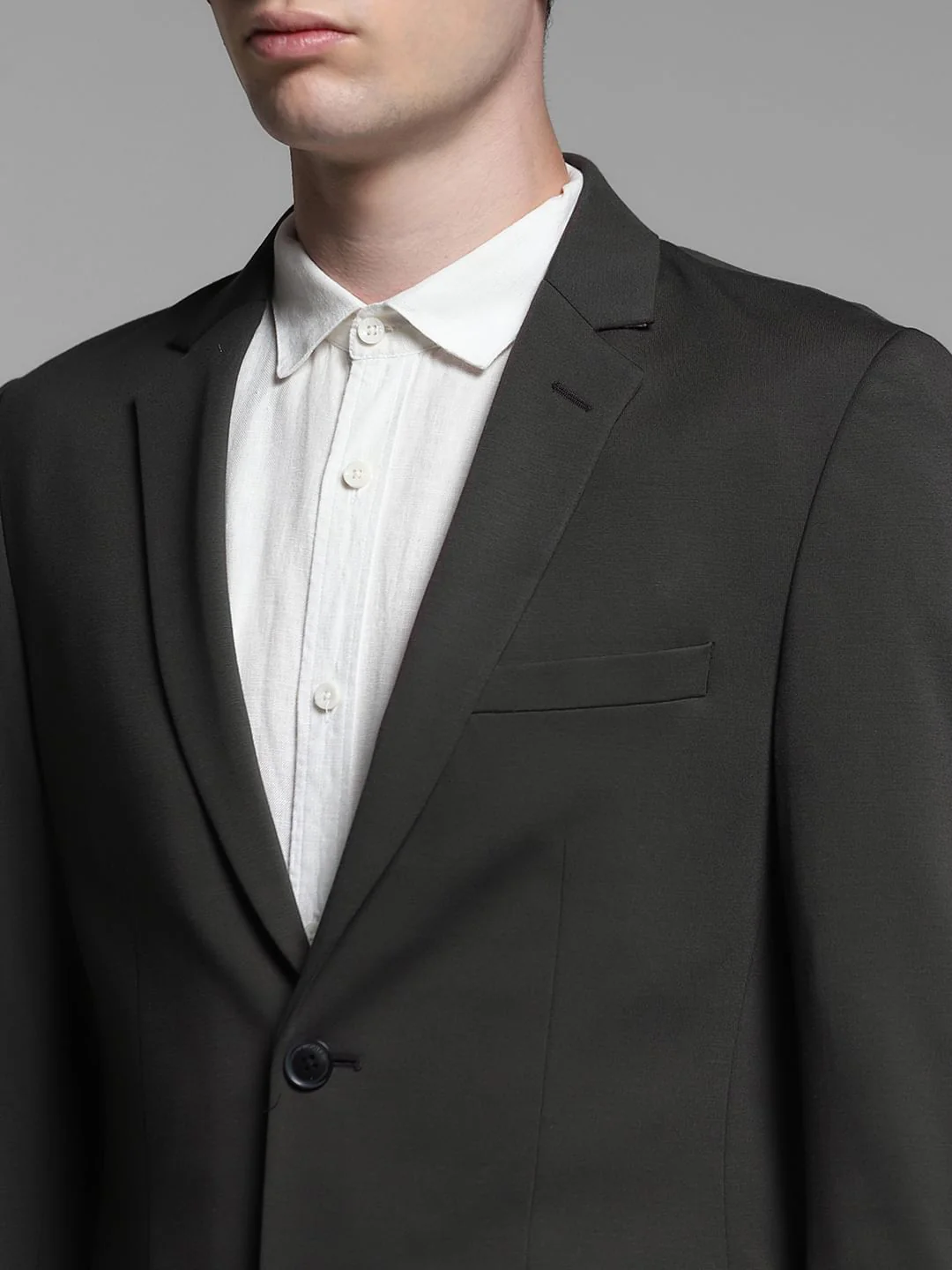 Dark Grey Stretch Formal Blazer - Image 5