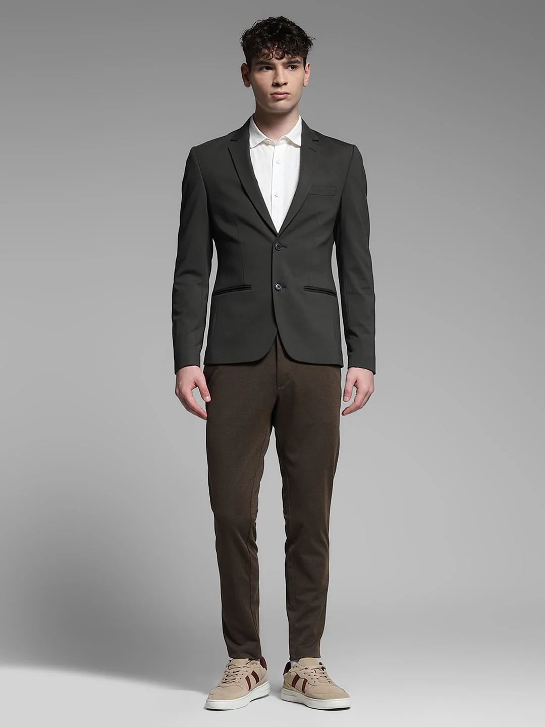 Dark Grey Stretch Formal Blazer - Image 6