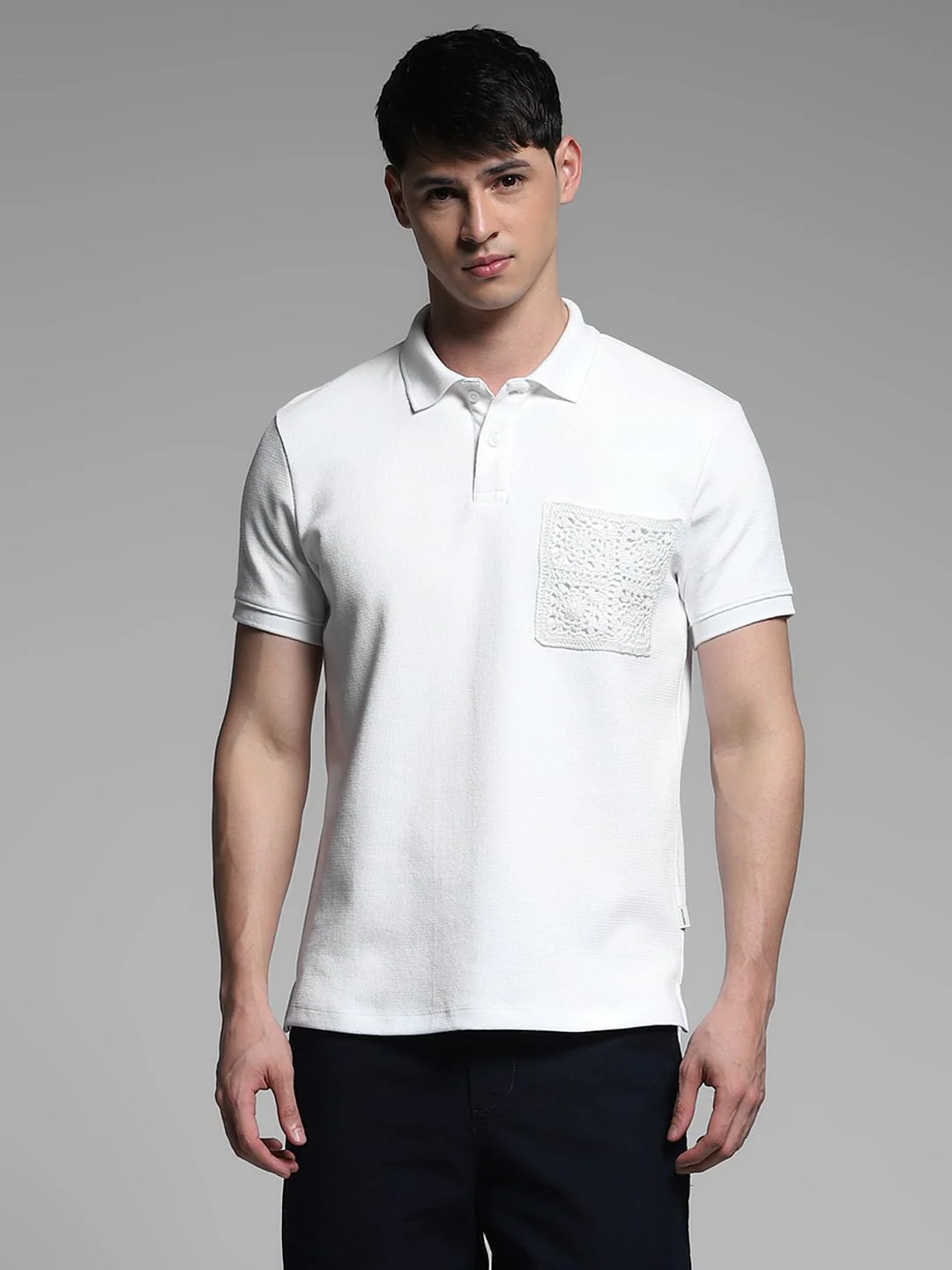 White Embroidered Pocket Polo - Image 2