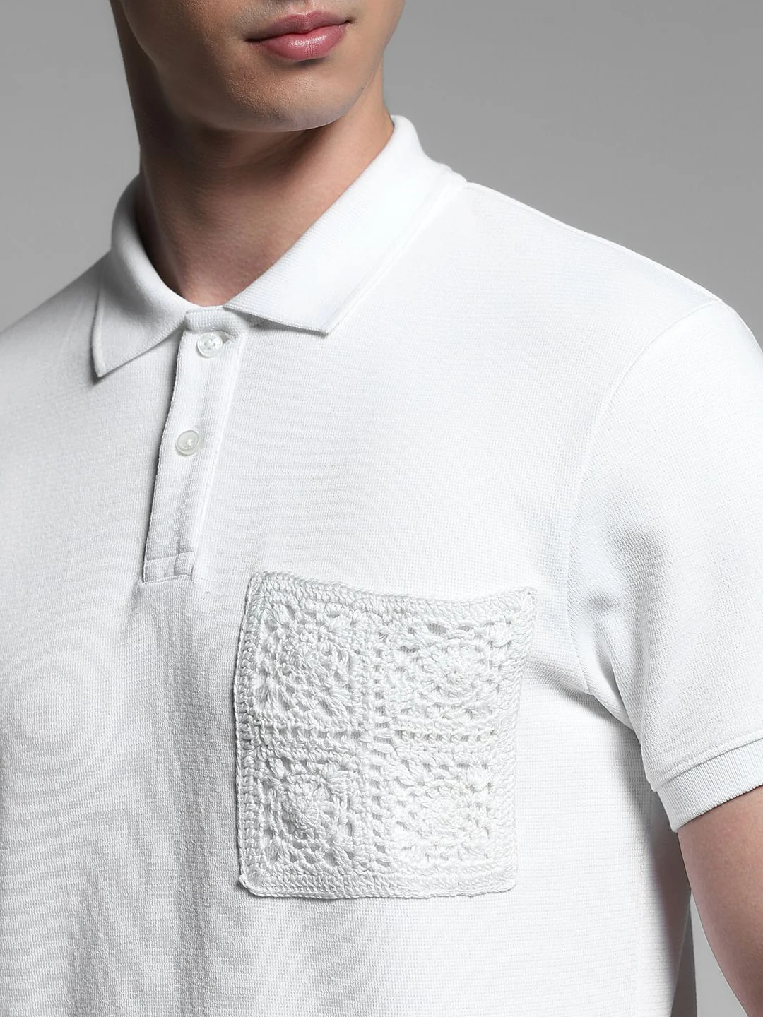 White Embroidered Pocket Polo - Image 5