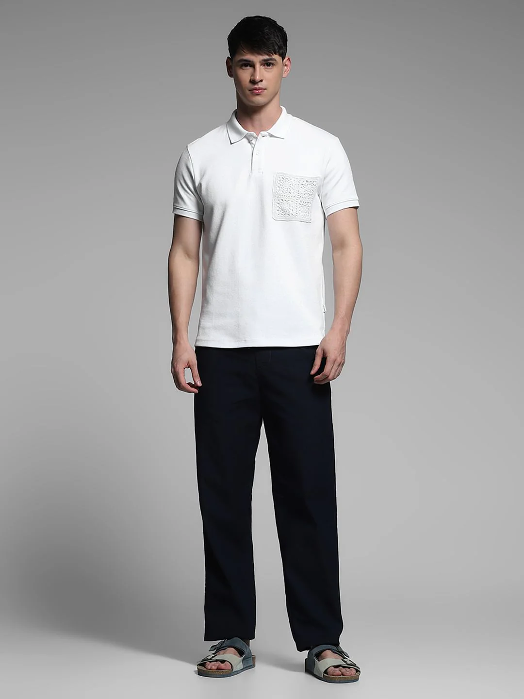 White Embroidered Pocket Polo - Image 6