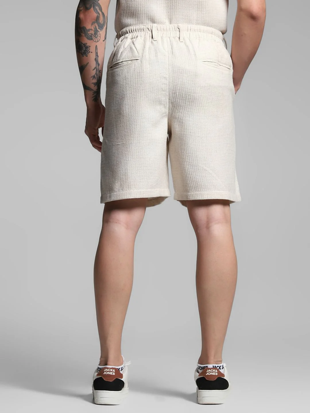 Ecru Waffle Textured Co-ord Set Shorts - Image 3