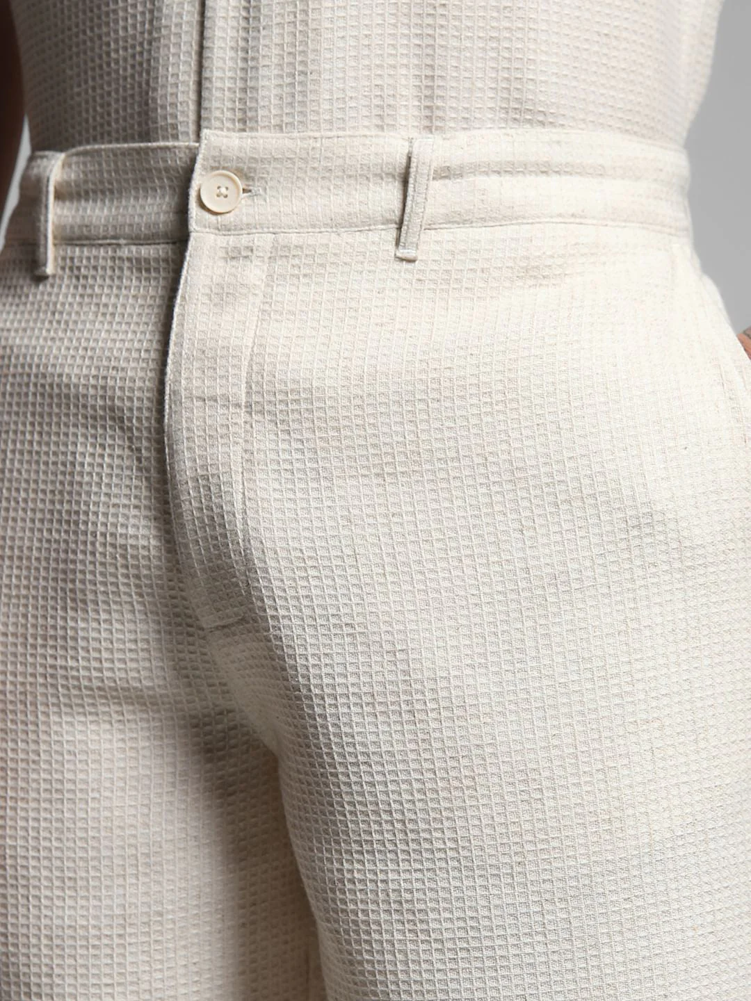 Ecru Waffle Textured Co-ord Set Shorts - Image 4