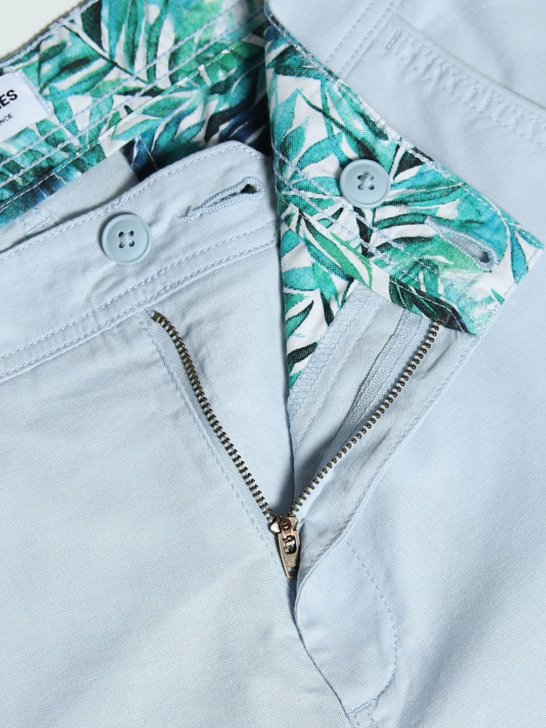 Blue Mid Rise Cotton Shorts - Image 5