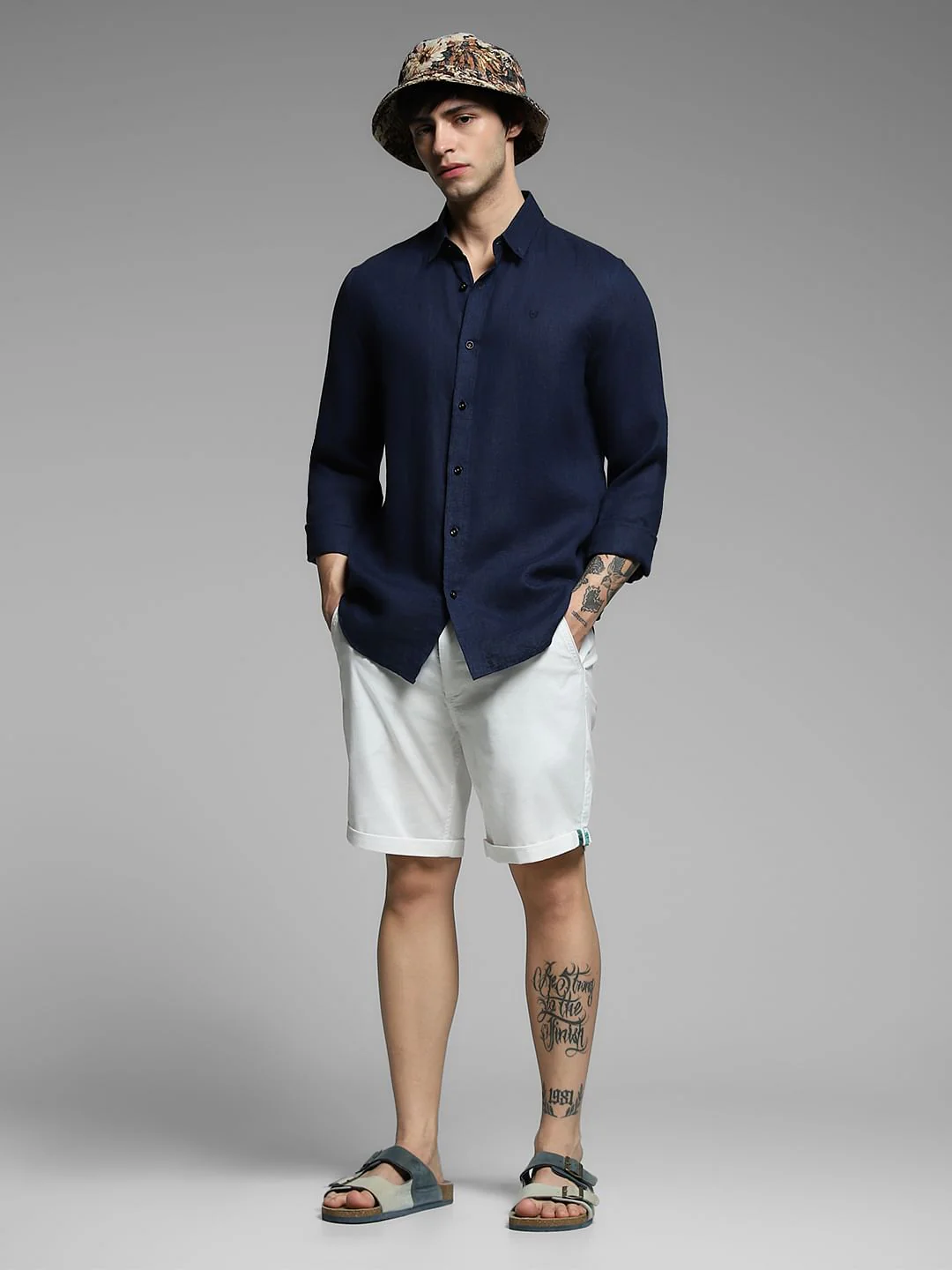 White Mid Rise Cotton Shorts - Image 6