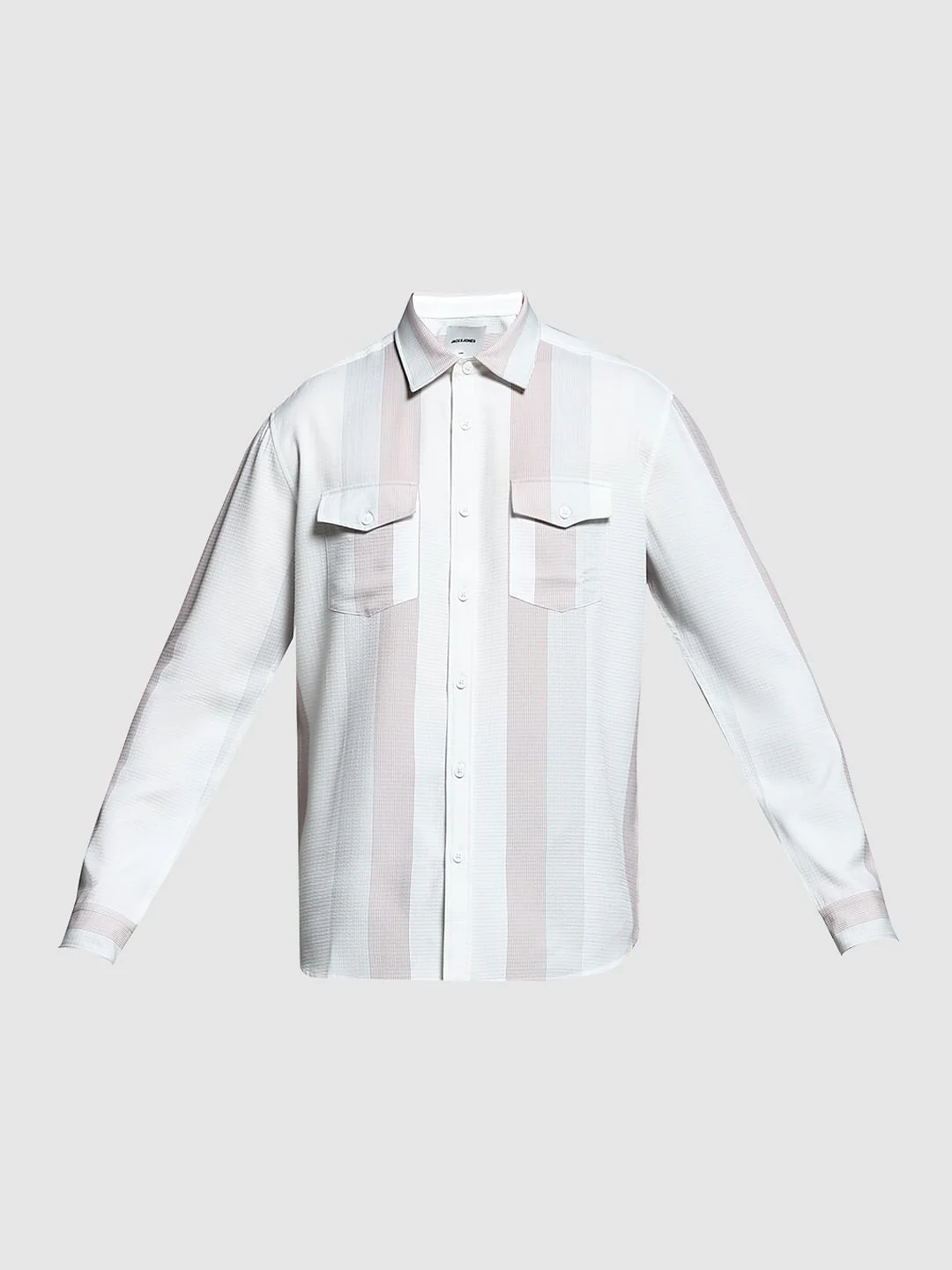 White Striped Regular Fit Shirt - Image 7